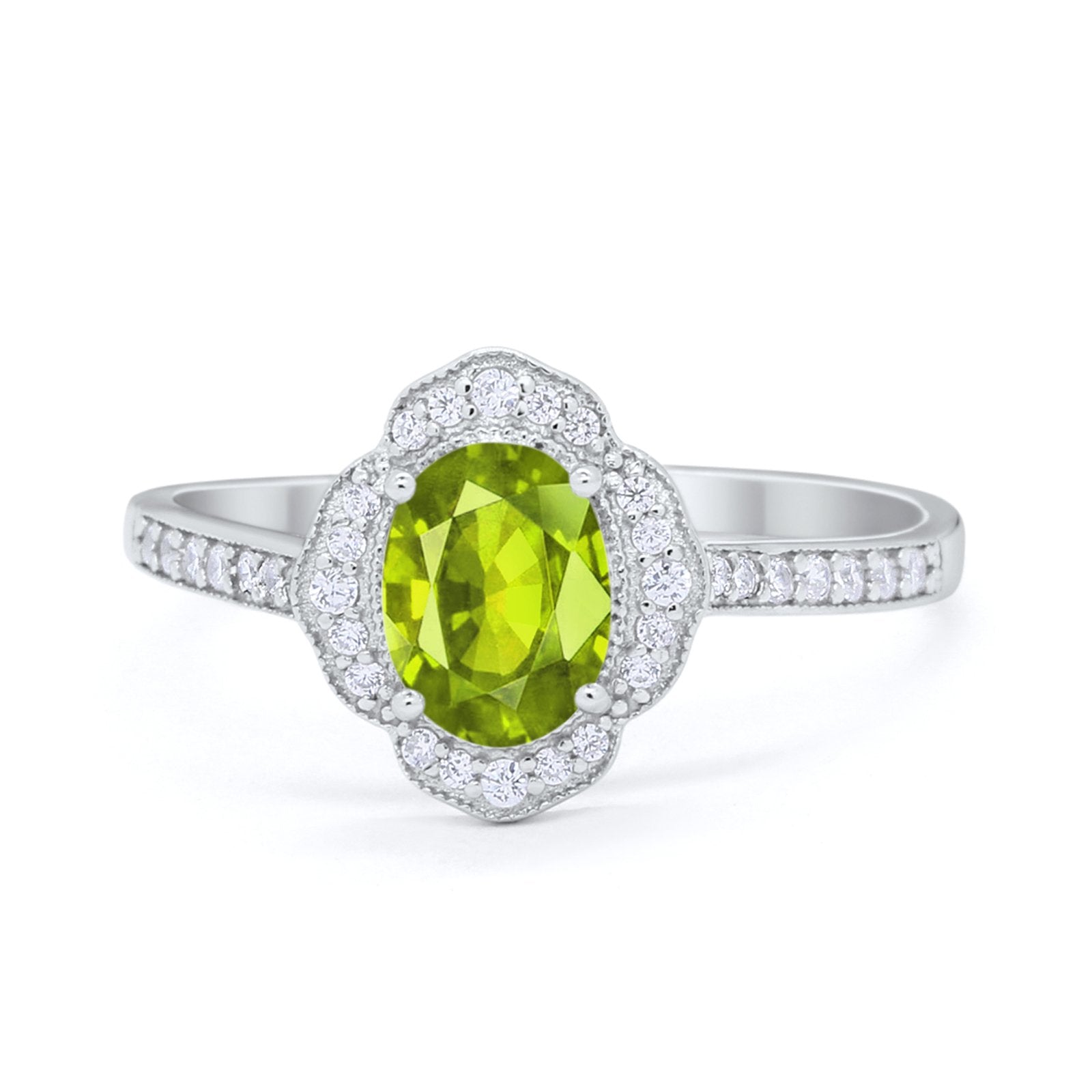 Art Deco Oval Wedding Engagement Ring Round Cubic Zirconia 925 Sterling Silver