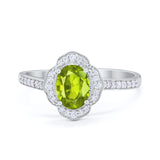 Art Deco Oval Wedding Engagement Ring Round Cubic Zirconia 925 Sterling Silver