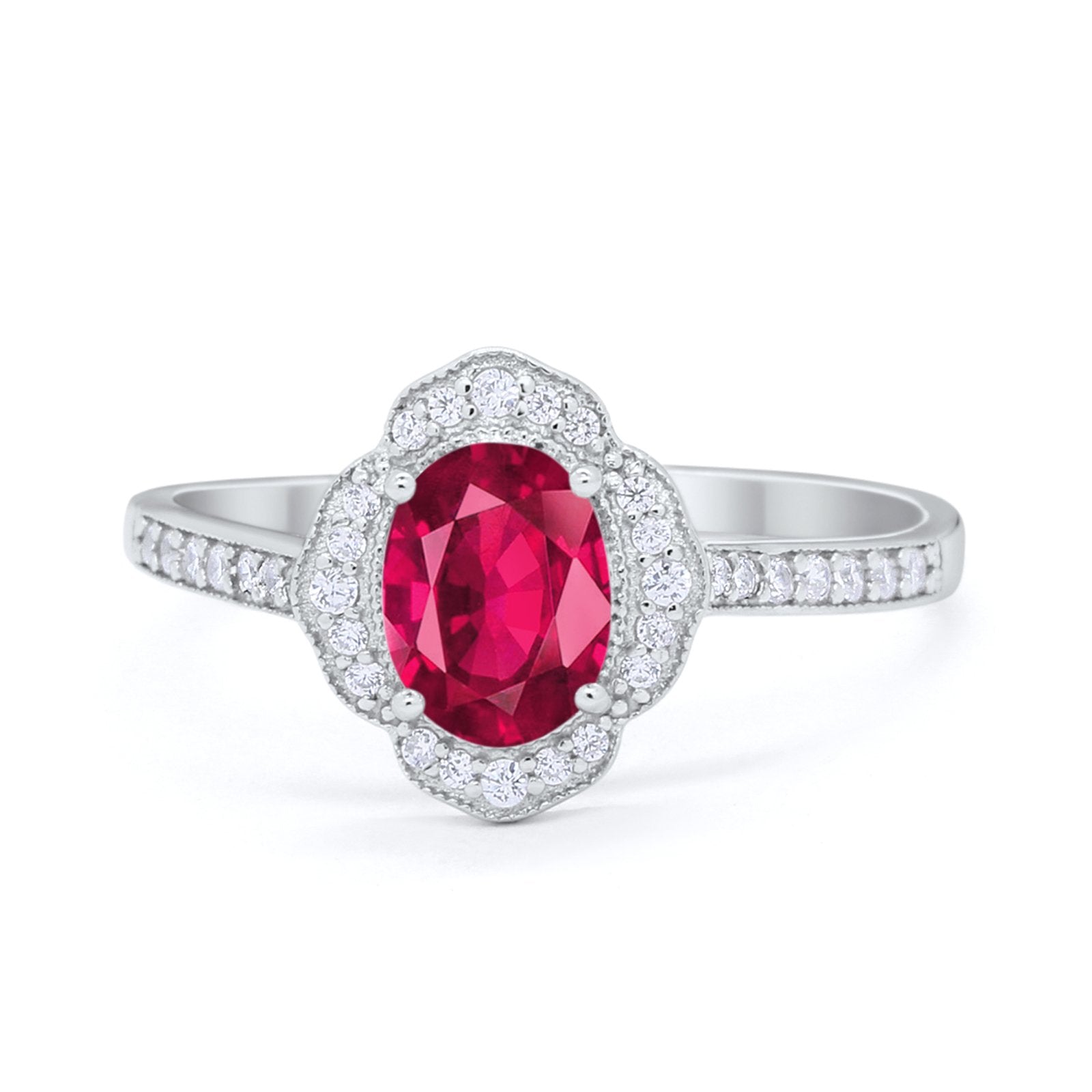 Art Deco Oval Wedding Engagement Ring Round Cubic Zirconia 925 Sterling Silver