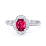 Art Deco Oval Wedding Engagement Ring Round Cubic Zirconia 925 Sterling Silver