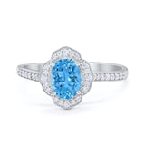 Art Deco Oval Wedding Engagement Ring Round Cubic Zirconia 925 Sterling Silver