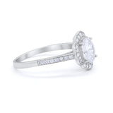 Art Deco Oval Wedding Engagement Ring Round Cubic Zirconia 925 Sterling Silver