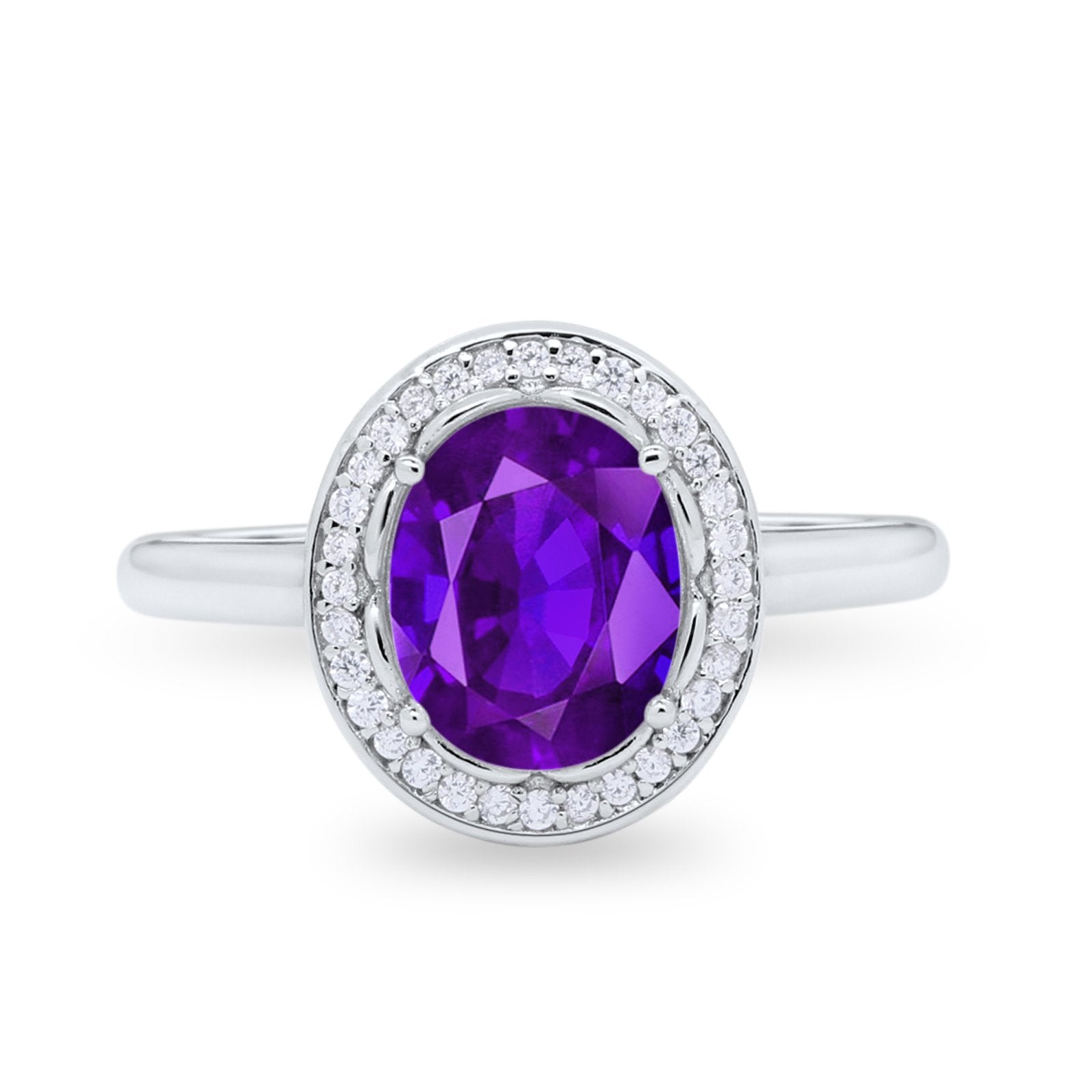 Oval Art Deco Halo Wedding Bridal Ring Round Cubic Zirconia 925 Sterling Silver