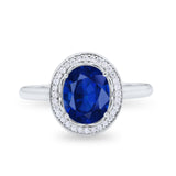 Oval Art Deco Halo Wedding Bridal Ring Round Cubic Zirconia 925 Sterling Silver
