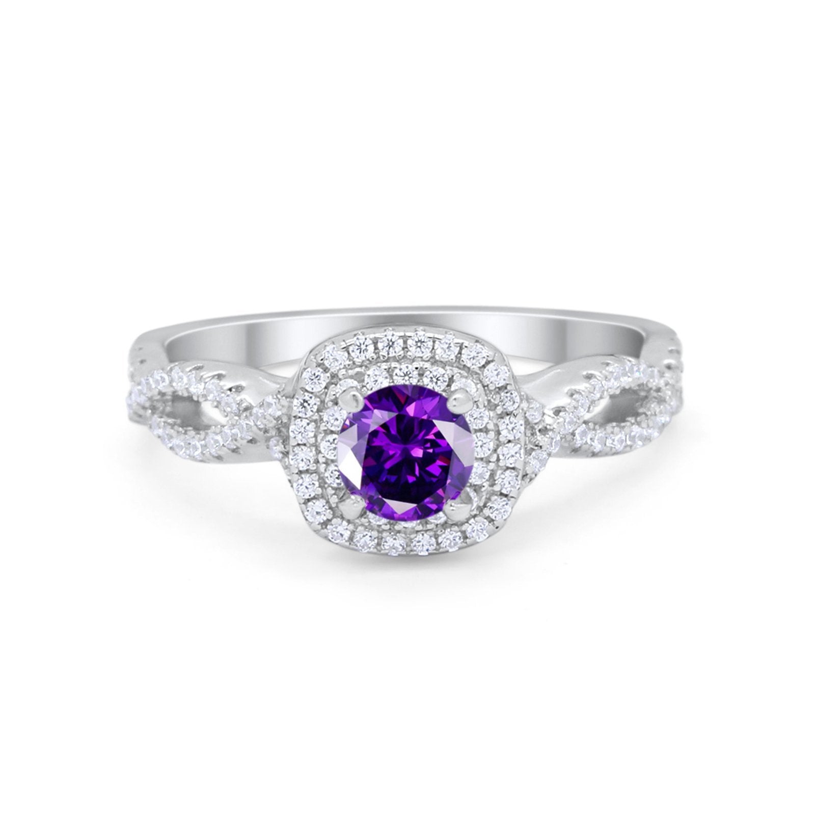 Infinity Twisted Shank Wedding Engagement Ring Round Cubic Zirconia 925 Sterling Silver