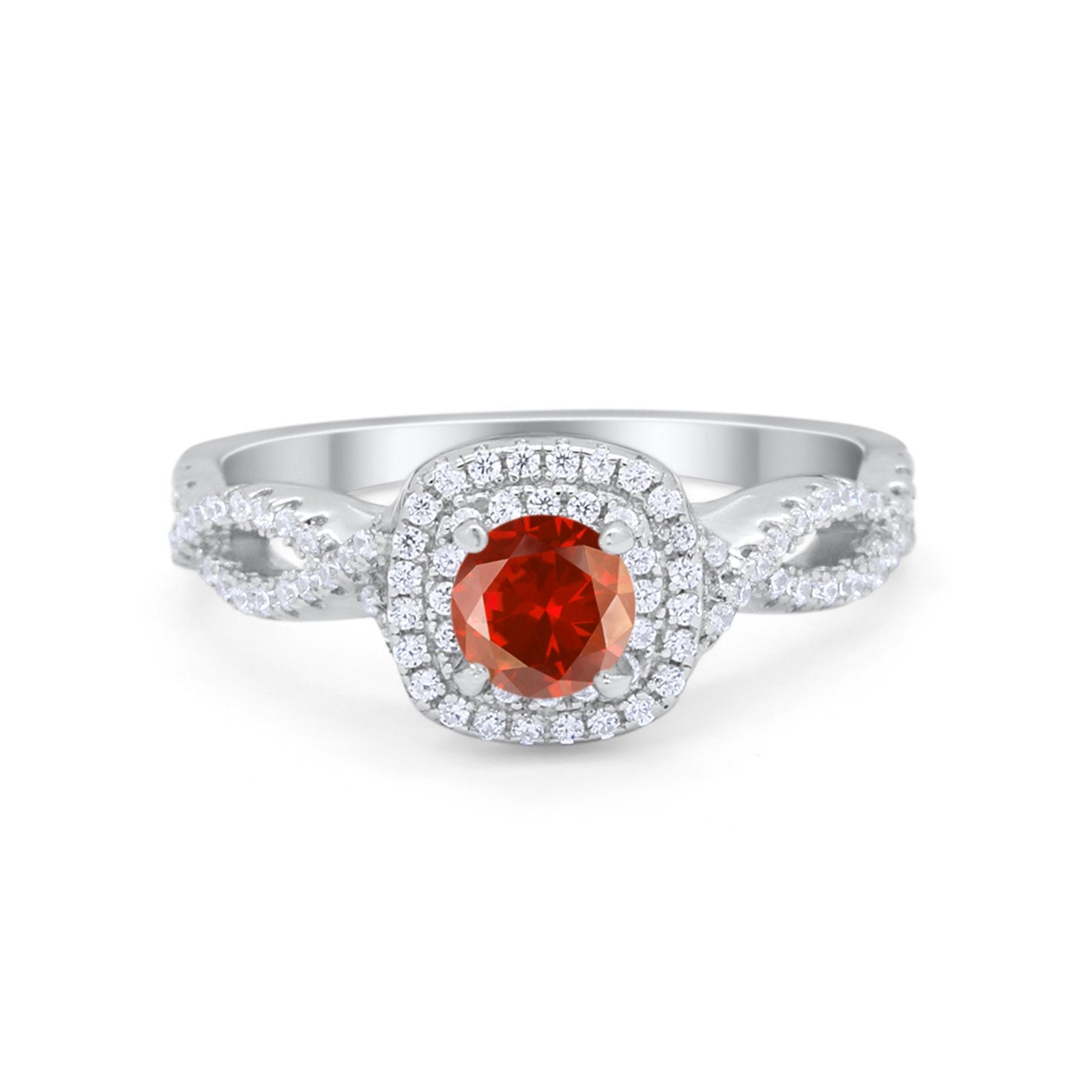 Infinity Twisted Shank Wedding Engagement Ring Round Cubic Zirconia 925 Sterling Silver