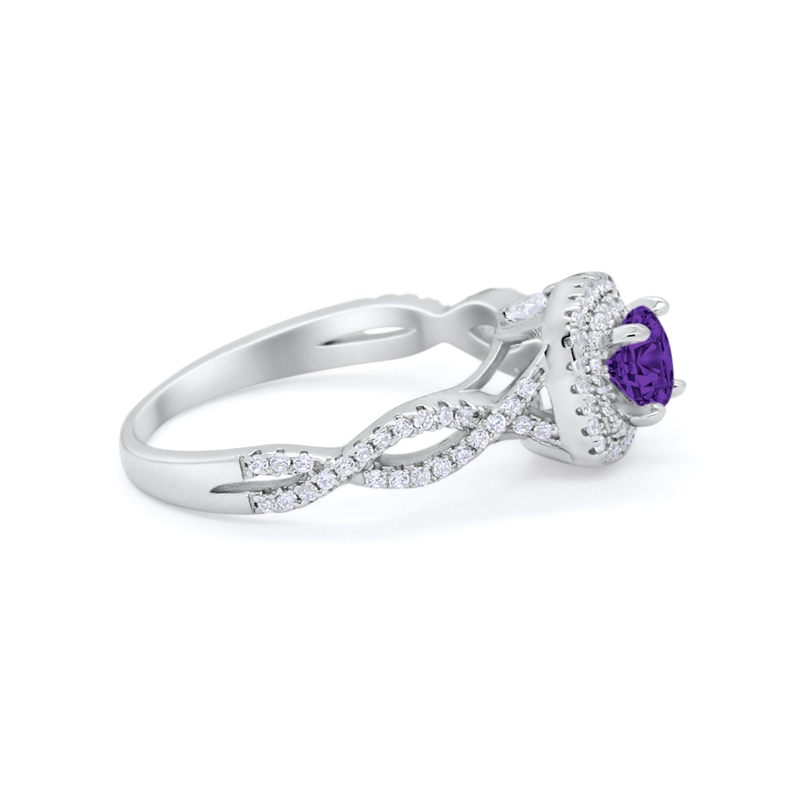 Infinity Twisted Shank Wedding Engagement Ring Round Cubic Zirconia 925 Sterling Silver