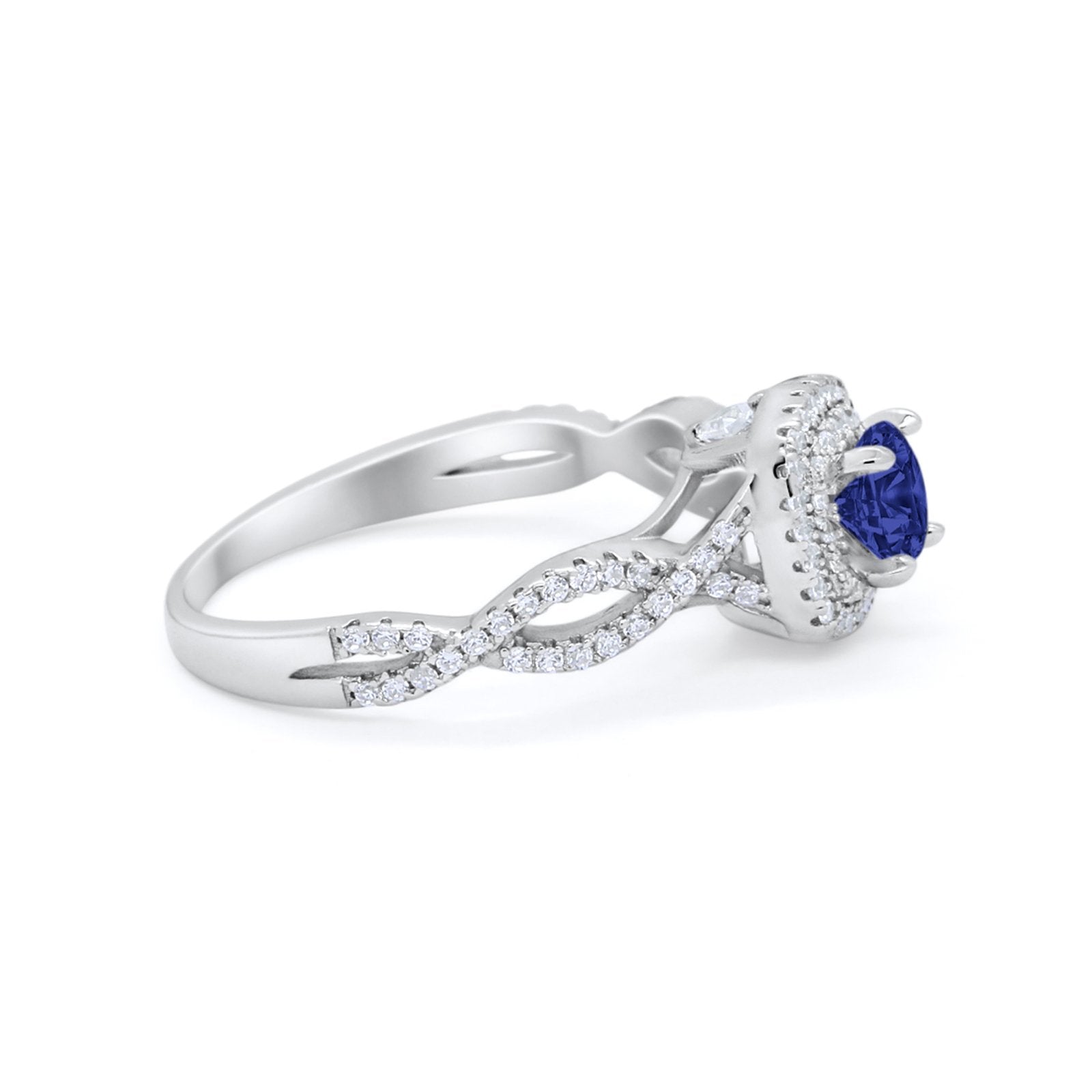 Infinity Twisted Shank Wedding Engagement Ring Round Cubic Zirconia 925 Sterling Silver