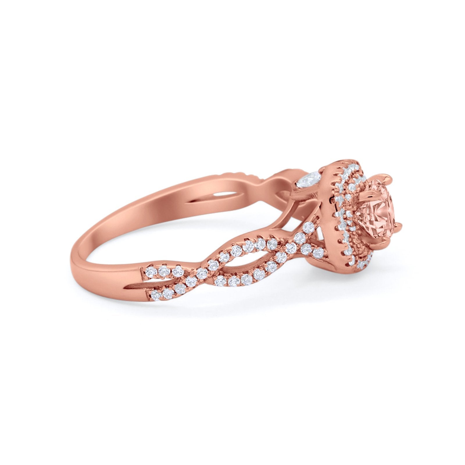 Infinity Twisted Shank Wedding Engagement Ring Round Cubic Zirconia 925 Sterling Silver