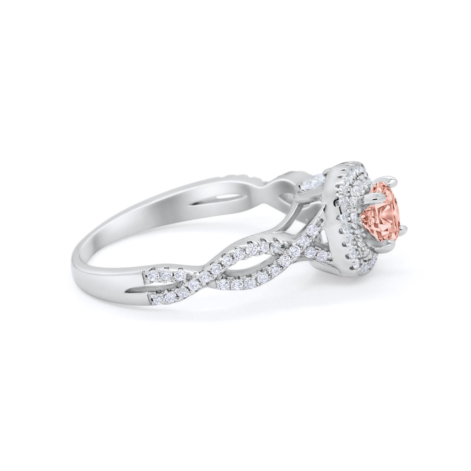 Infinity Twisted Shank Wedding Engagement Ring Round Cubic Zirconia 925 Sterling Silver