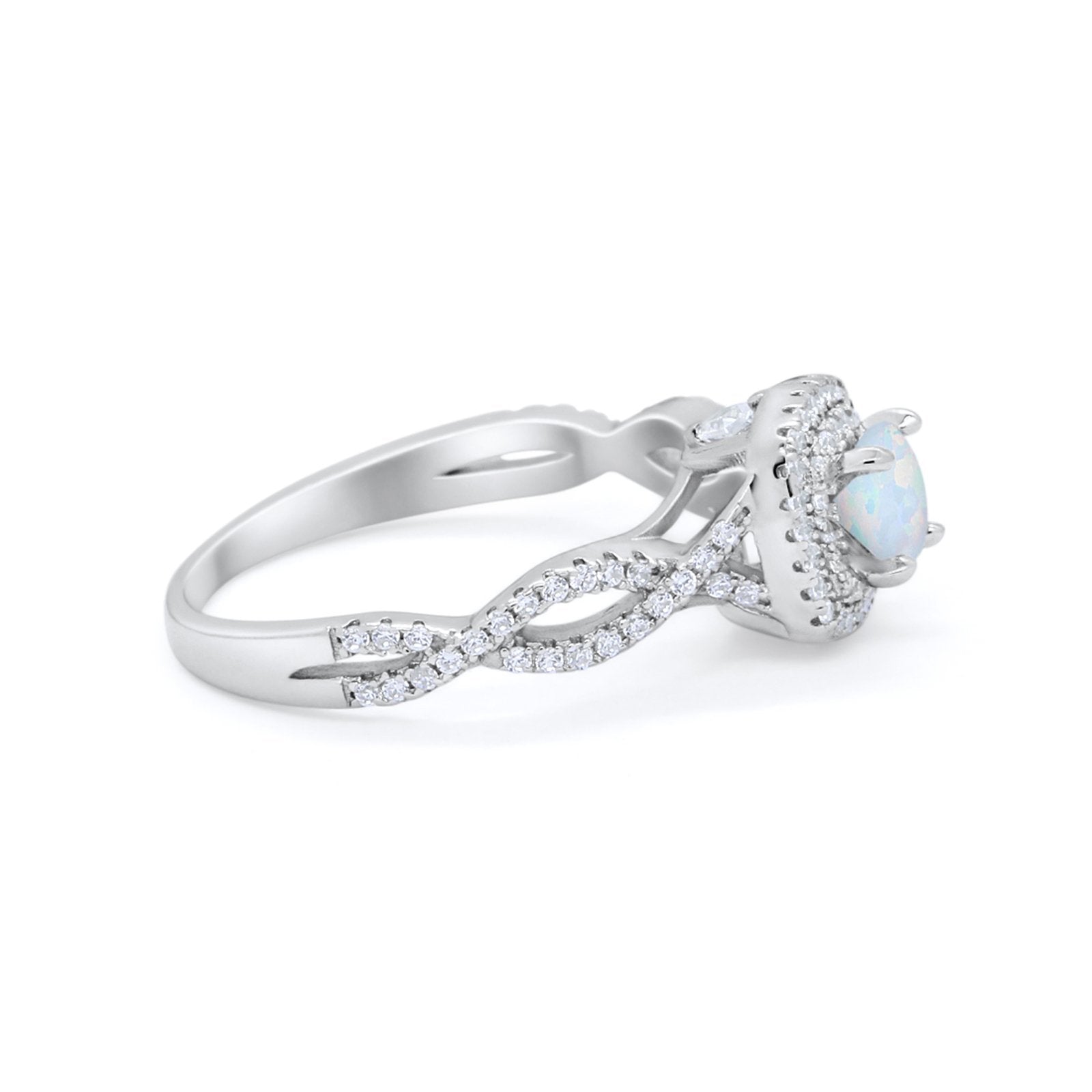 Infinity Twisted Shank Wedding Engagement Ring Round Cubic Zirconia 925 Sterling Silver