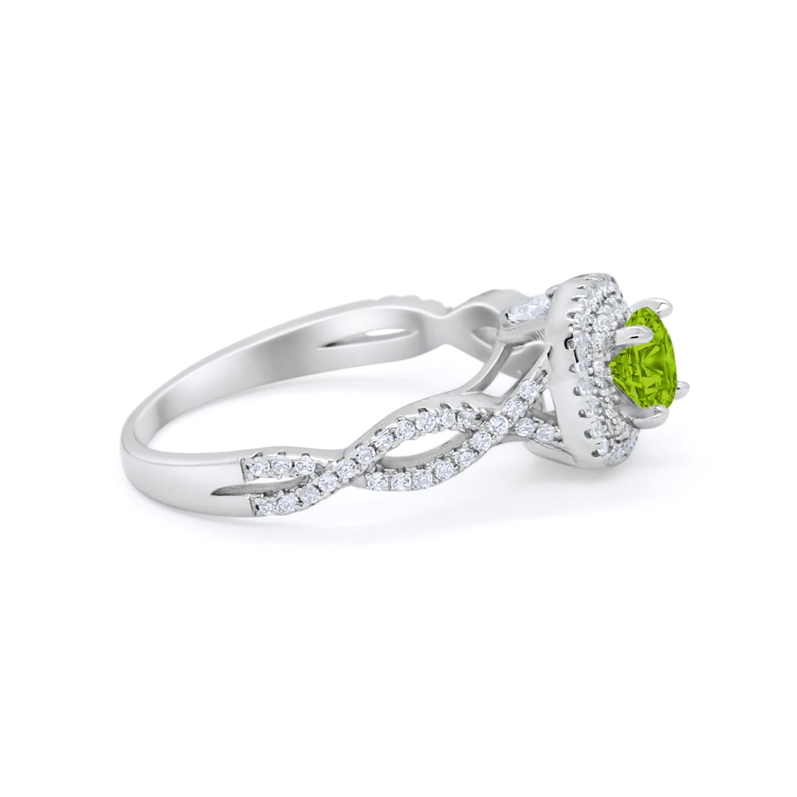 Infinity Twisted Shank Wedding Engagement Ring Round Cubic Zirconia 925 Sterling Silver