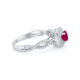 Infinity Twisted Shank Wedding Engagement Ring Round Cubic Zirconia 925 Sterling Silver