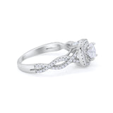 Infinity Twisted Shank Wedding Engagement Ring Round Cubic Zirconia 925 Sterling Silver