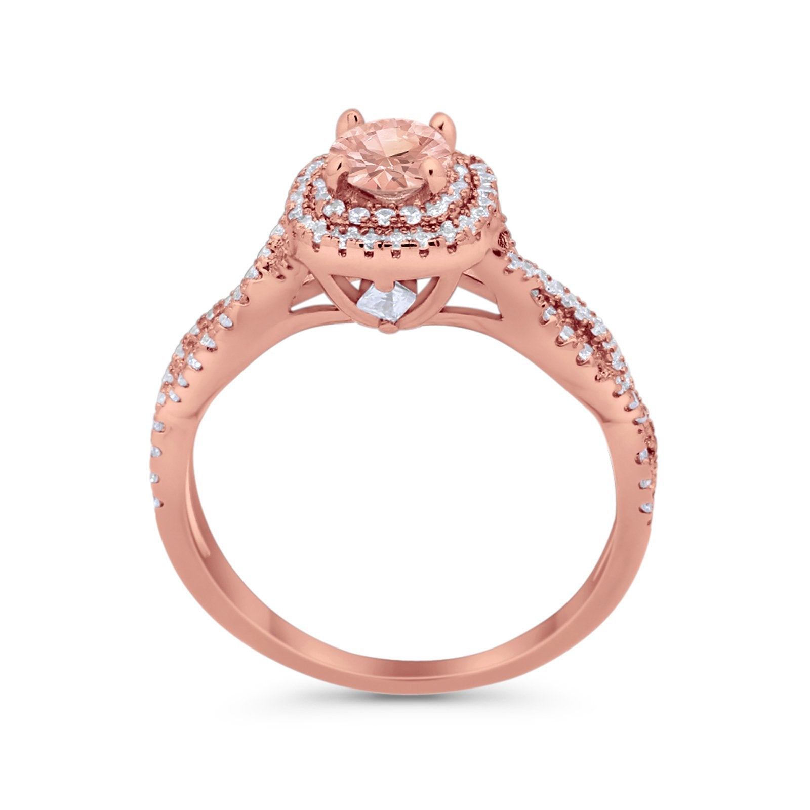 Infinity Twisted Shank Wedding Engagement Ring Round Cubic Zirconia 925 Sterling Silver