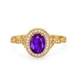 Vintage Style Oval Wedding Ring Simulated Cubic Zirconia 925 Sterling Silver