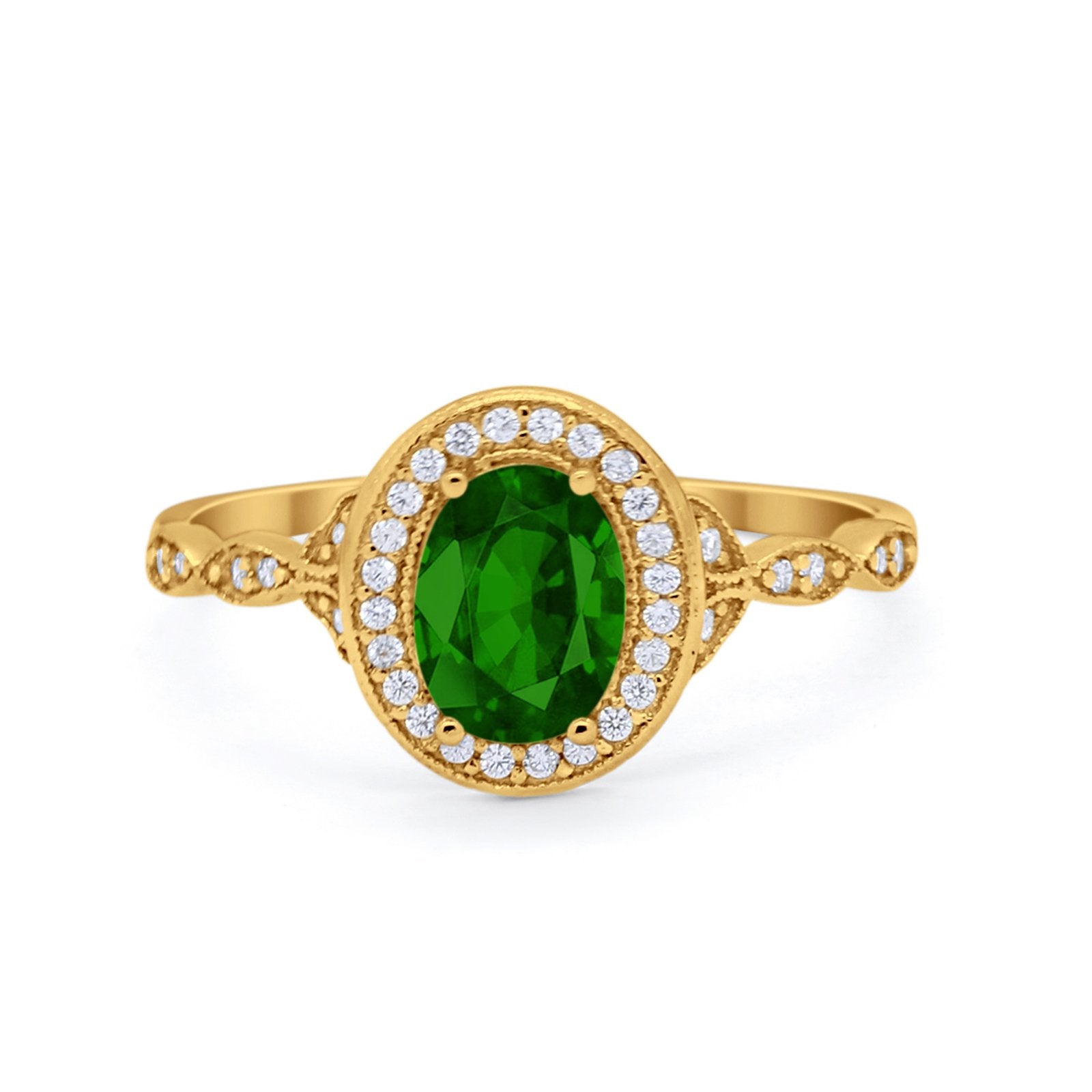 Vintage Style Oval Wedding Ring Simulated Cubic Zirconia 925 Sterling Silver