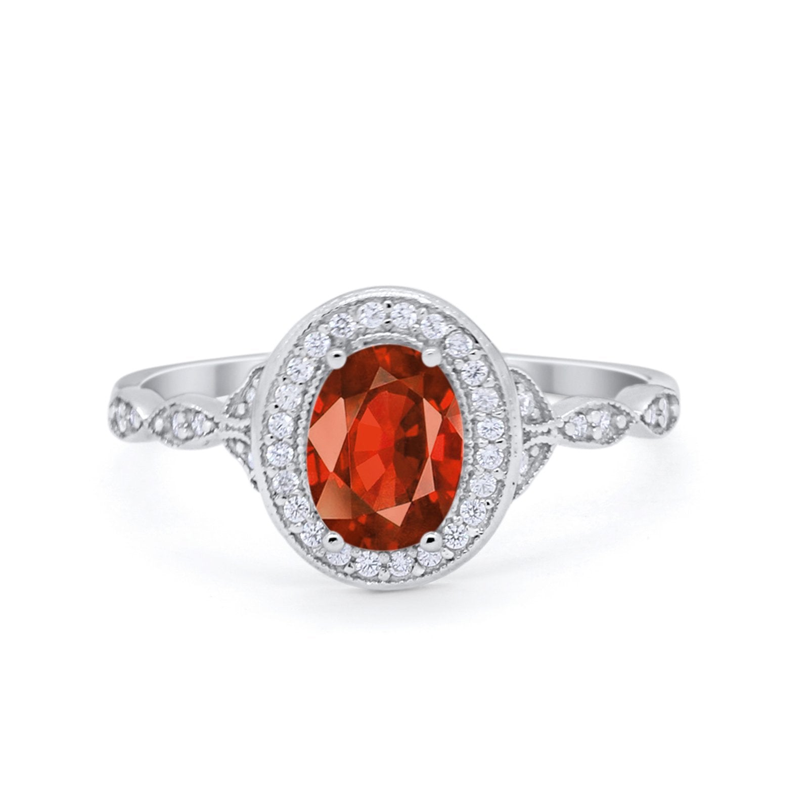 Vintage Style Oval Wedding Ring Simulated Cubic Zirconia 925 Sterling Silver