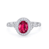 Vintage Style Oval Wedding Ring Simulated Cubic Zirconia 925 Sterling Silver