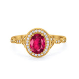 Vintage Style Oval Wedding Ring Simulated Cubic Zirconia 925 Sterling Silver
