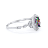 Vintage Style Oval Wedding Ring Simulated Cubic Zirconia 925 Sterling Silver