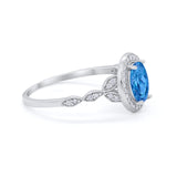 Vintage Style Oval Wedding Ring Simulated Cubic Zirconia 925 Sterling Silver
