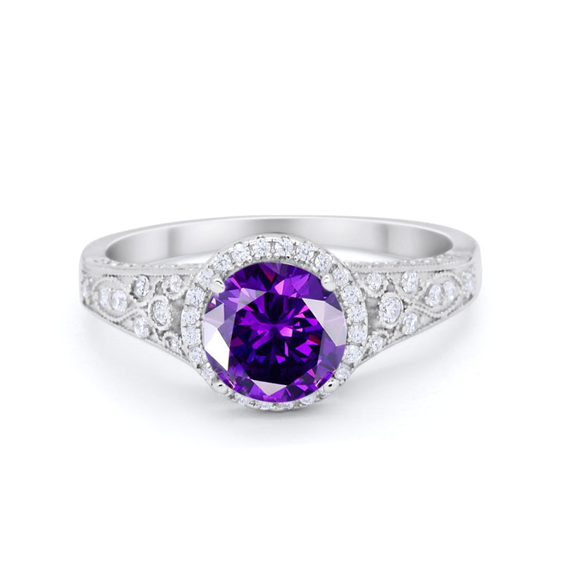 Art Deco Vintage Style Wedding Ring Simulated Cubic Zirconia 925 Sterling Silver