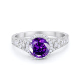 Art Deco Vintage Style Wedding Ring Simulated Cubic Zirconia 925 Sterling Silver