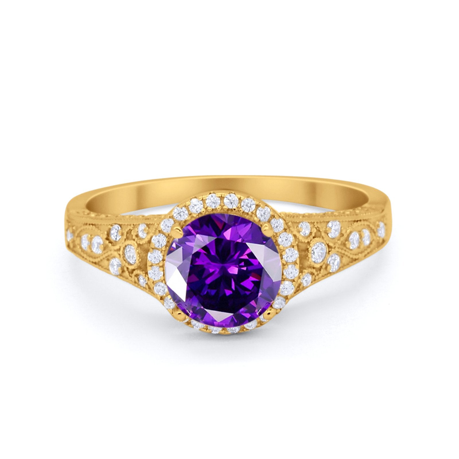 Art Deco Vintage Style Wedding Ring Simulated Cubic Zirconia 925 Sterling Silver