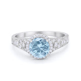 Art Deco Vintage Style Wedding Ring Simulated Cubic Zirconia 925 Sterling Silver