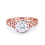 Art Deco Vintage Style Wedding Ring Simulated Cubic Zirconia 925 Sterling Silver