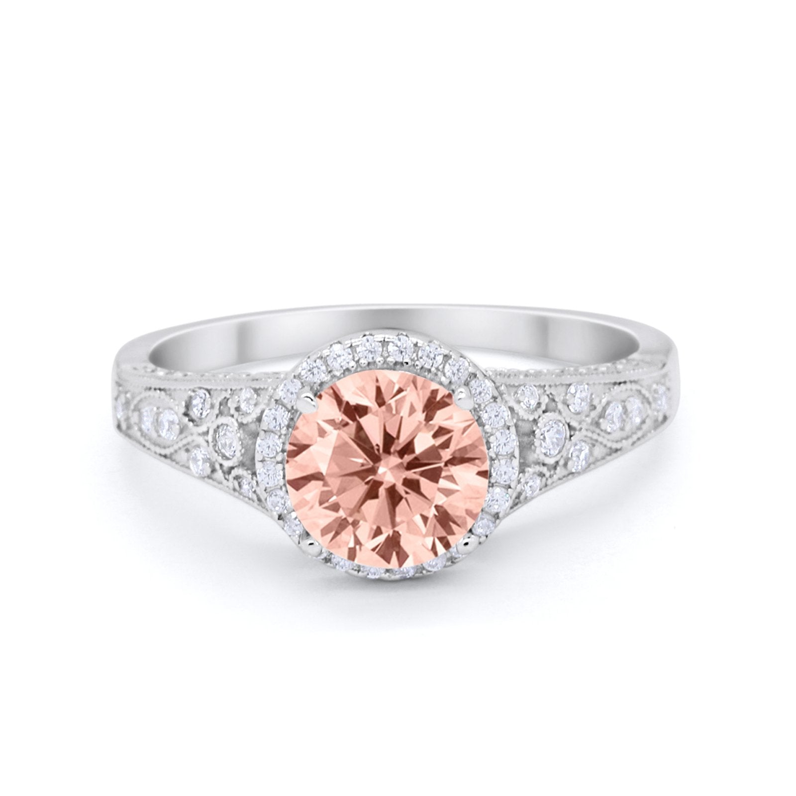 Art Deco Vintage Style Wedding Ring Simulated Cubic Zirconia 925 Sterling Silver