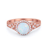 Art Deco Vintage Style Wedding Ring Simulated Cubic Zirconia 925 Sterling Silver