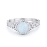 Art Deco Vintage Style Wedding Ring Simulated Cubic Zirconia 925 Sterling Silver