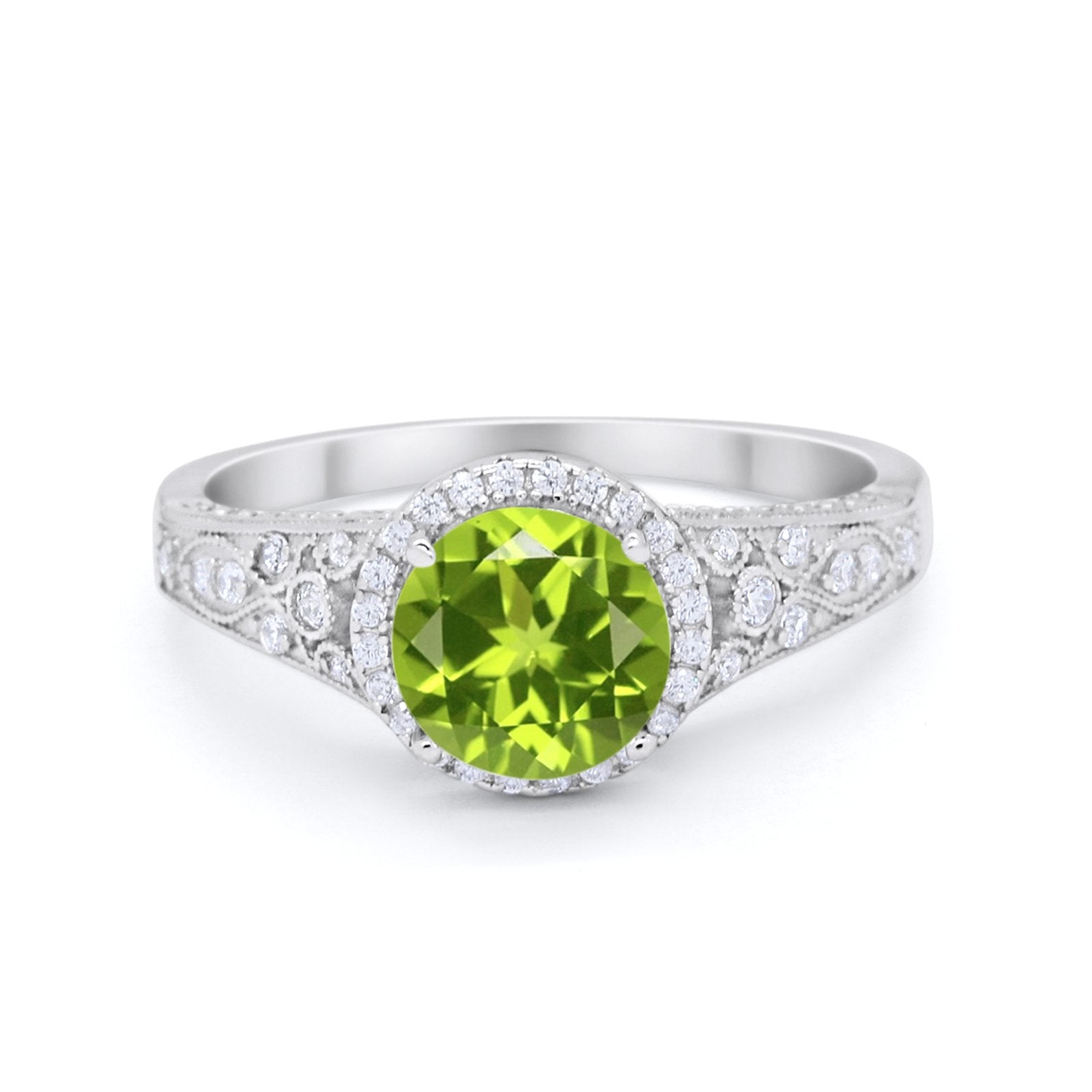 Art Deco Vintage Style Wedding Ring Simulated Cubic Zirconia 925 Sterling Silver