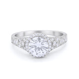 Art Deco Vintage Style Wedding Ring Simulated Cubic Zirconia 925 Sterling Silver