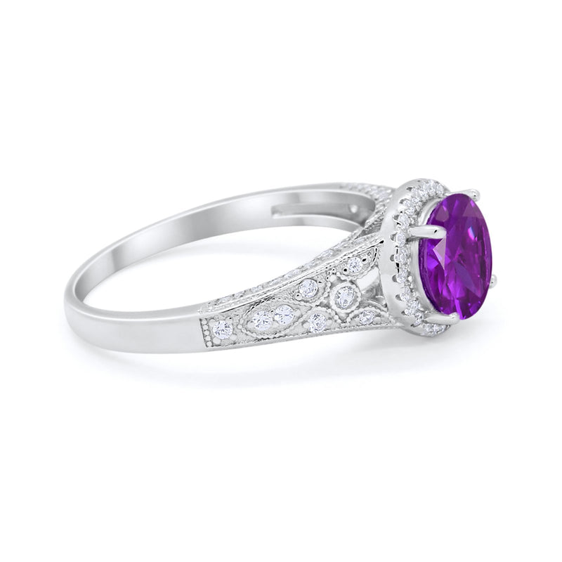 Art Deco Vintage Style Wedding Ring Simulated Cubic Zirconia 925 Sterling Silver