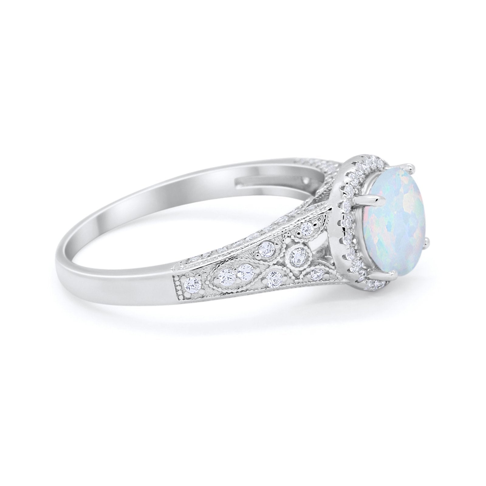 Art Deco Vintage Style Wedding Ring Simulated Cubic Zirconia 925 Sterling Silver