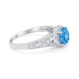 Art Deco Vintage Style Wedding Ring Simulated Cubic Zirconia 925 Sterling Silver