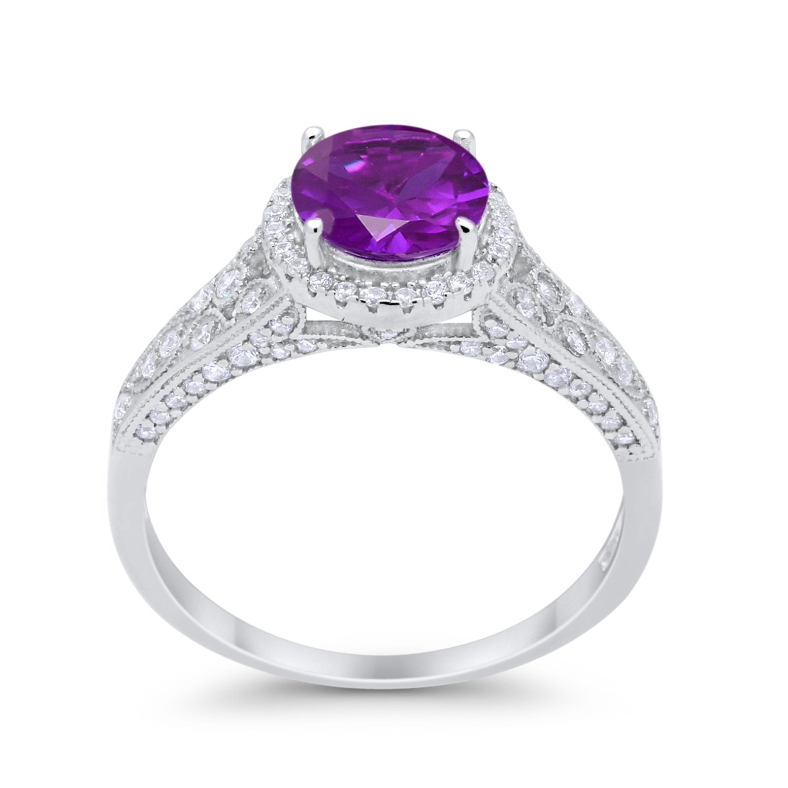 Art Deco Vintage Style Wedding Ring Simulated Cubic Zirconia 925 Sterling Silver