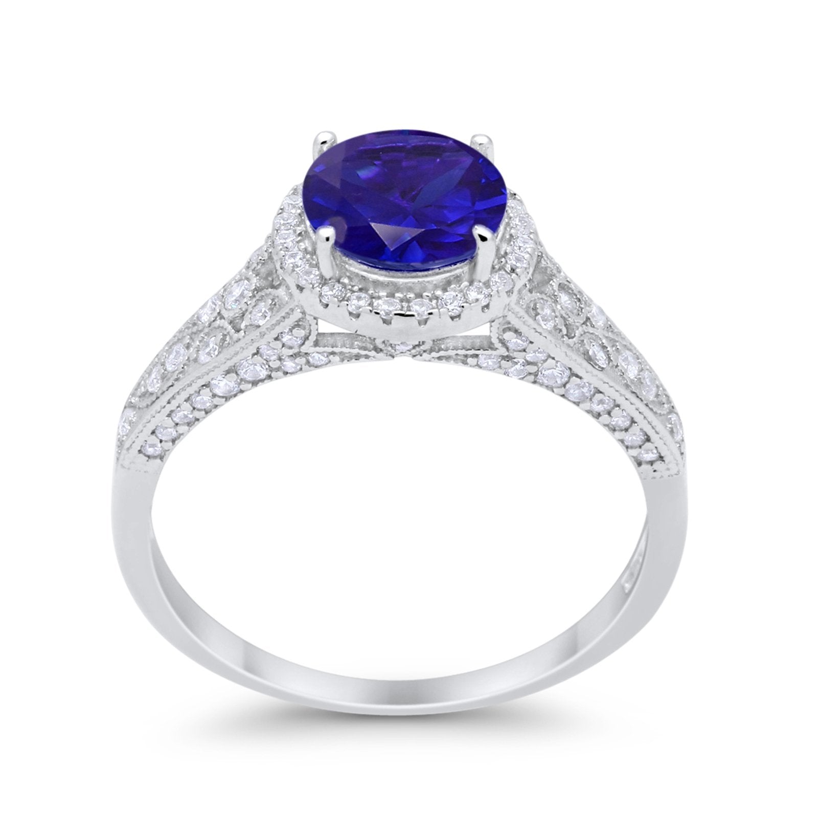 Art Deco Vintage Style Wedding Ring Simulated Cubic Zirconia 925 Sterling Silver