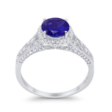 Art Deco Vintage Style Wedding Ring Simulated Cubic Zirconia 925 Sterling Silver