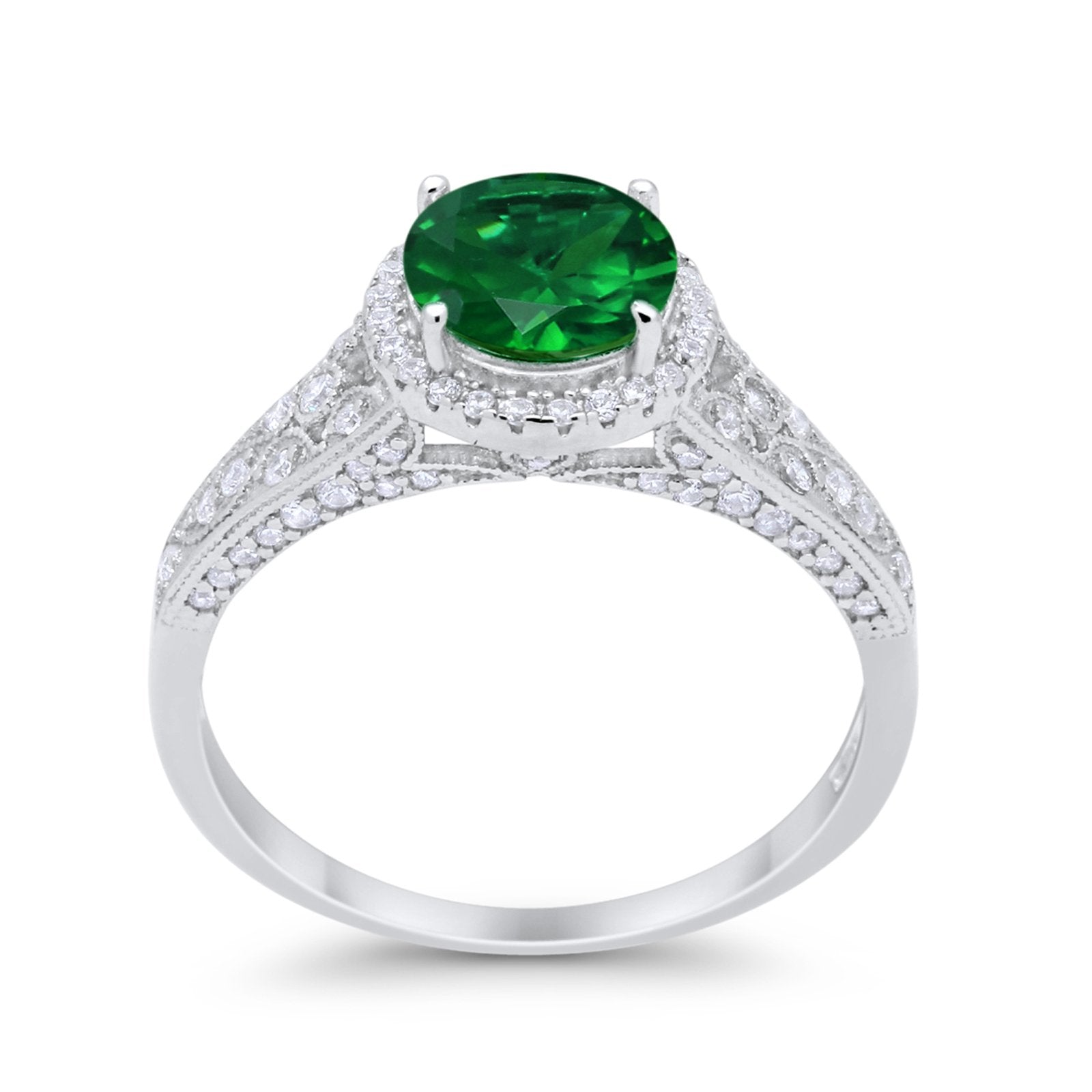 Art Deco Vintage Style Wedding Ring Simulated Cubic Zirconia 925 Sterling Silver