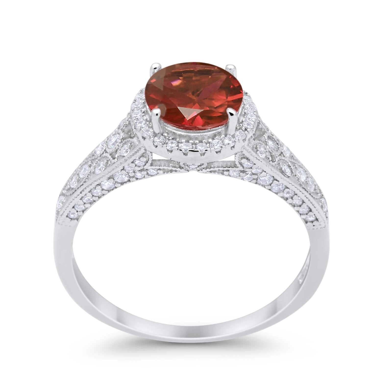 Art Deco Vintage Style Wedding Ring Simulated Cubic Zirconia 925 Sterling Silver