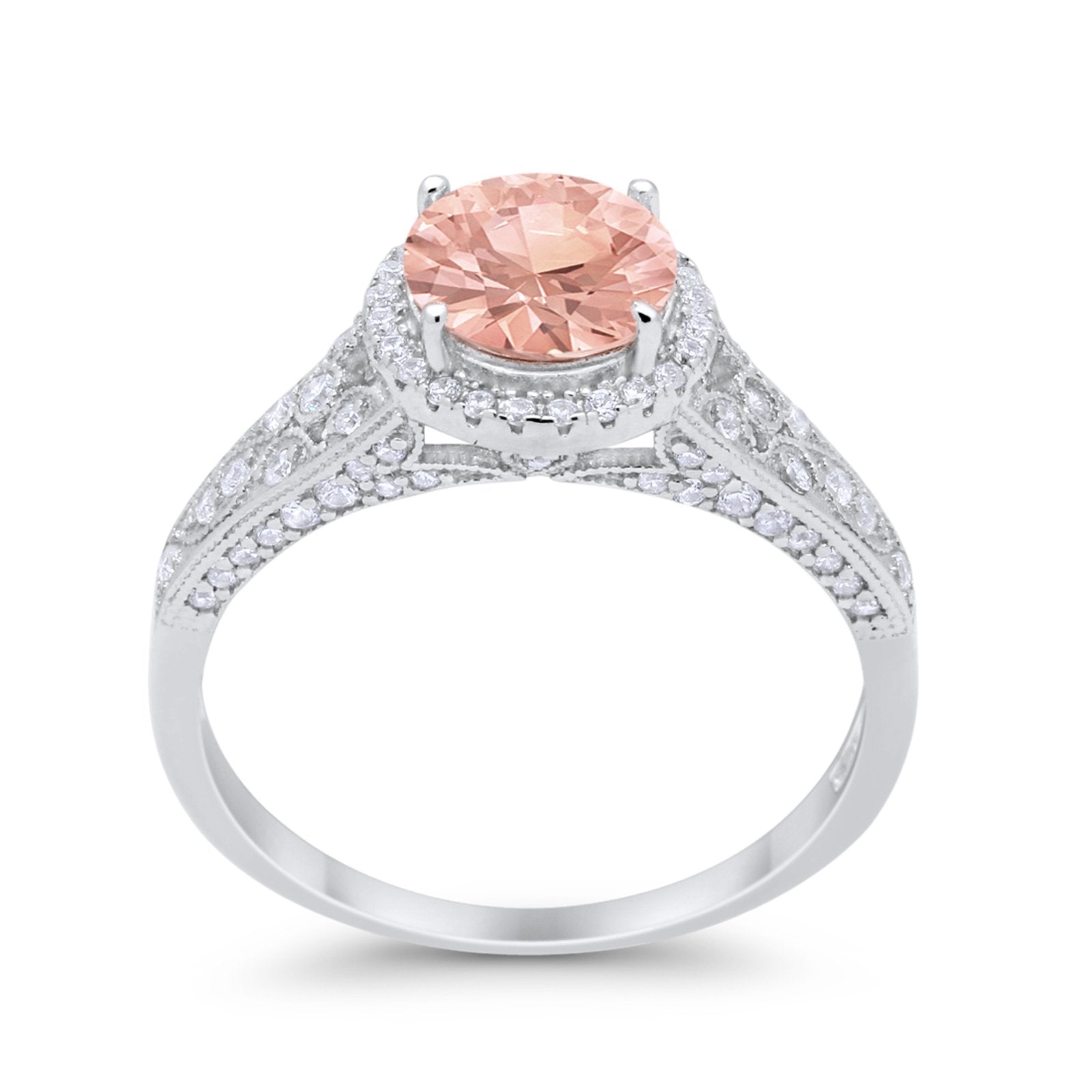 Art Deco Vintage Style Wedding Ring Simulated Cubic Zirconia 925 Sterling Silver