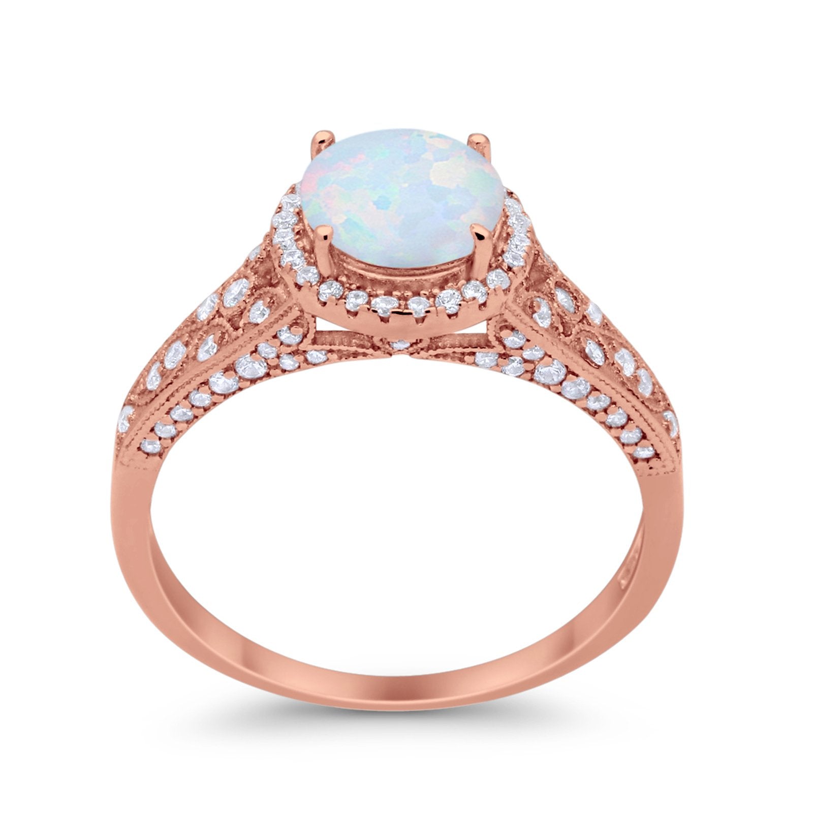 Art Deco Vintage Style Wedding Ring Simulated Cubic Zirconia 925 Sterling Silver