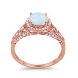 Art Deco Vintage Style Wedding Ring Simulated Cubic Zirconia 925 Sterling Silver