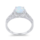 Art Deco Vintage Style Wedding Ring Simulated Cubic Zirconia 925 Sterling Silver