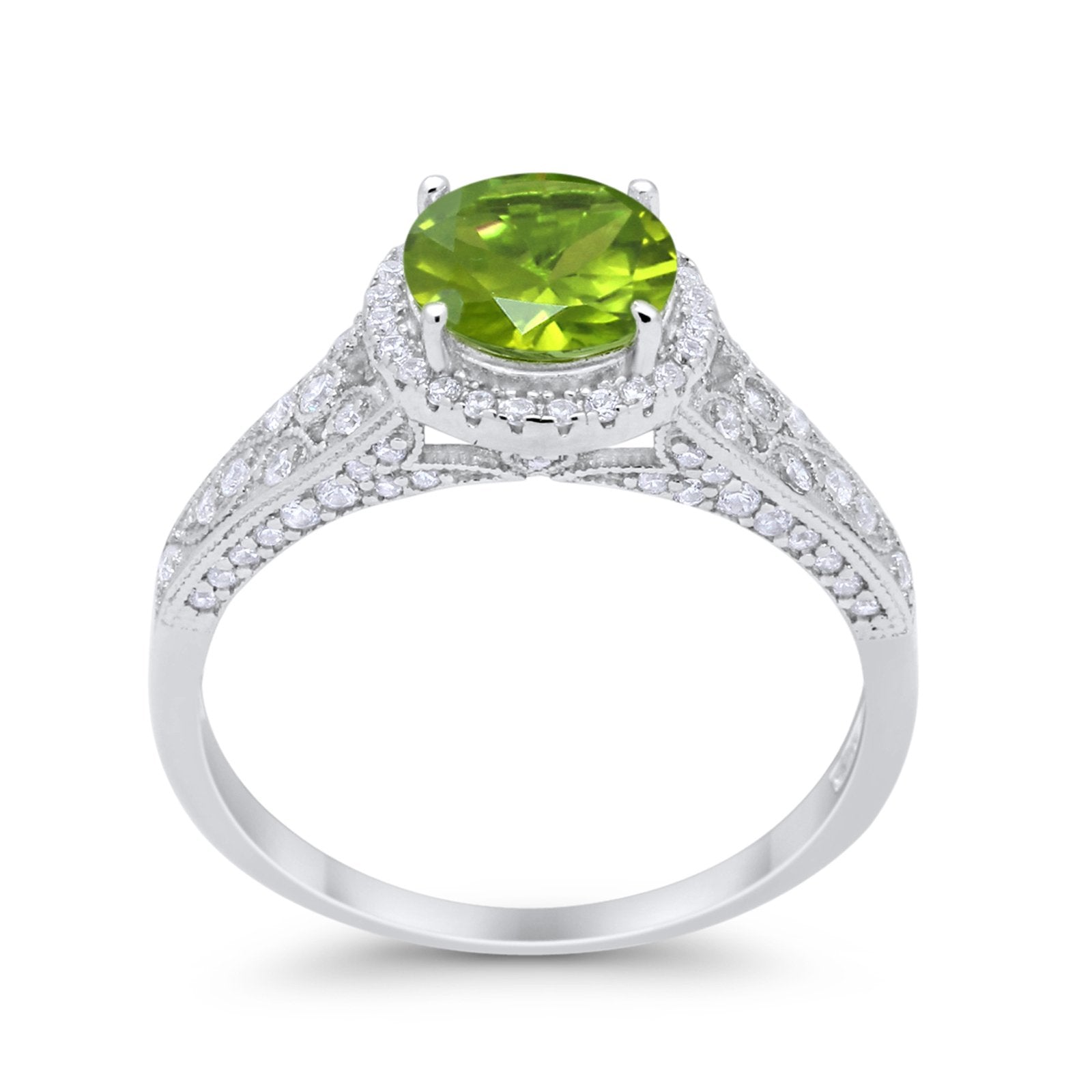 Art Deco Vintage Style Wedding Ring Simulated Cubic Zirconia 925 Sterling Silver