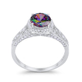 Art Deco Vintage Style Wedding Ring Simulated Cubic Zirconia 925 Sterling Silver